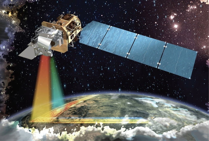 Graphic representation of one of NASA’s Landsat remote sensing satellites