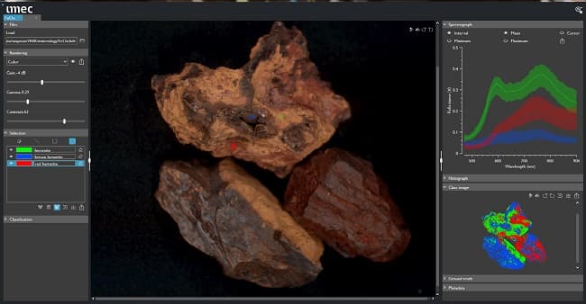 ハイパースペクトルカメラsnapscan VNIRによる酸化鉱物の分類