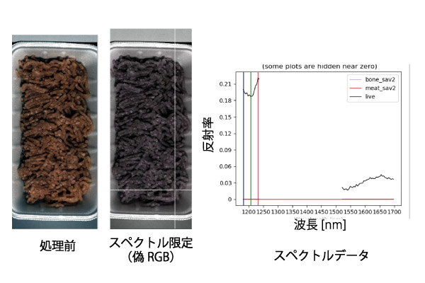 ミンチ肉と骨の可視スペクトル解析の前処理