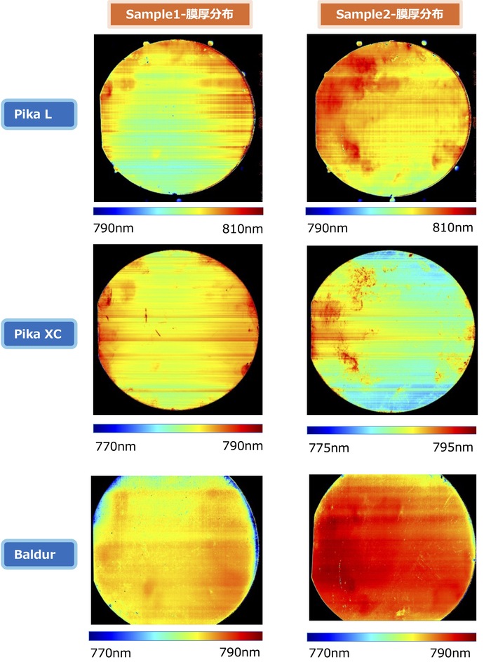 半導体ウェハの膜厚マップ